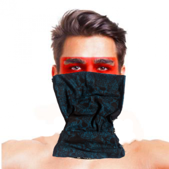 Parti Malzemesi Baf Bandana Çoklu Kafatası Mavi Siyah Maske