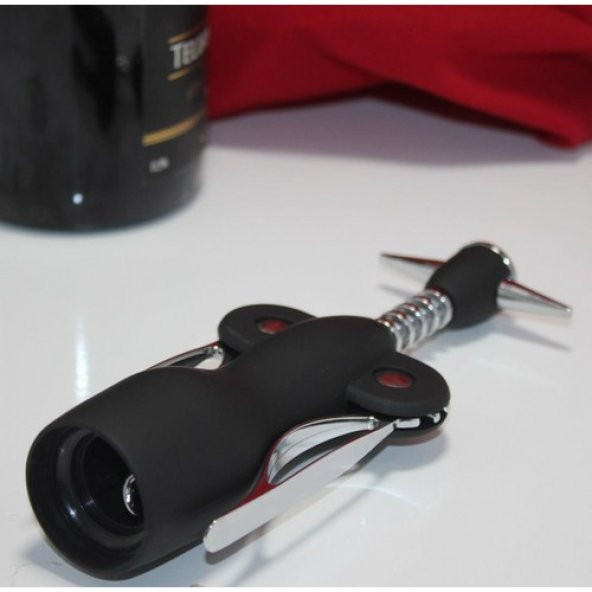 Paslanmaz Çelik Tirbuşon Açacak Siyah Şarap Açacağı - 2