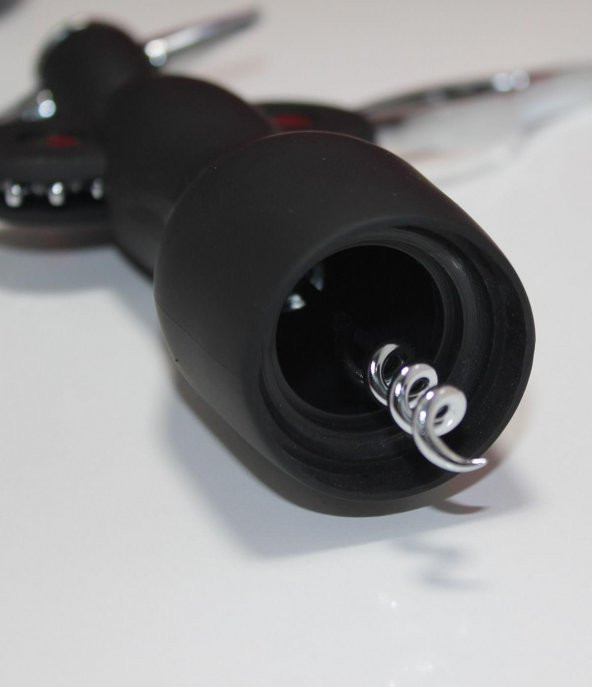 Paslanmaz Çelik Tirbuşon Açacak Siyah Şarap Açacağı - 6