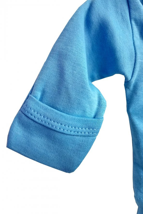 Mavi Renk ve Desenli, Pamuk Kumaş Yeni Doğan Hastane Çıkışı 3 lü Erkek Bebek Zıbın Takım - 2