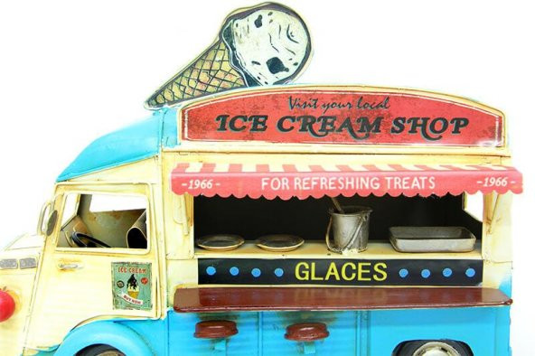 himarry Dekoratif Metal Dondurma Arabası Biblo Dekoratif Hediyelik - 4