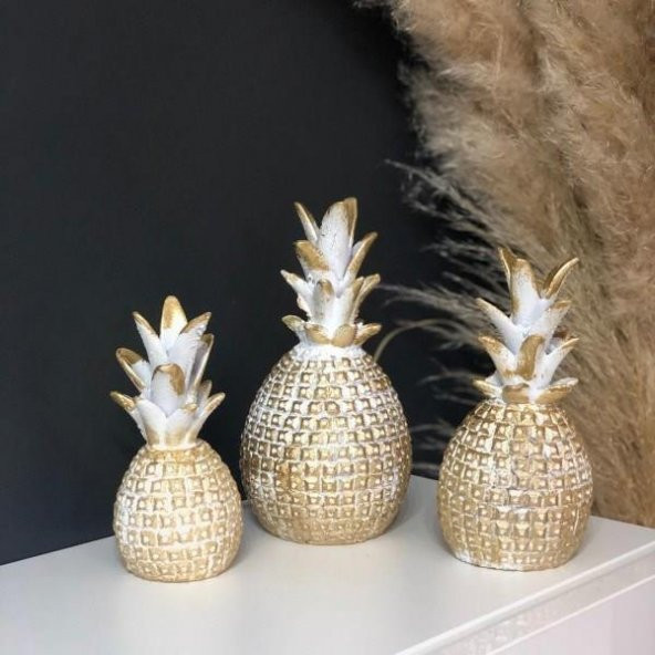 Polyester 3lü Ananas Biblo Dekoratif Hediyelik - 1
