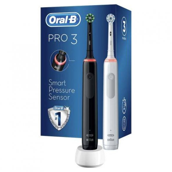 Oral-B Pro 3 3900 Siyah Beyaz 2li Şarj Edilebilir Diş Fırçası Seti