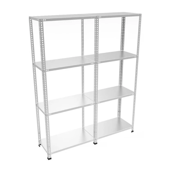 4 Katlı Duble Galvaniz Çelik Raf - Depo, Arşiv, Kiler, Dosya, Market Rafı  31x75 cm 150 cm 1.50 mm