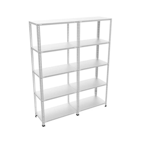 5 Katlı Duble Galvaniz Çelik Raf - Depo, Arşiv, Kiler, Dosya, Market Rafı  59x75 cm 200 cm 1.50 mm - Resim 4