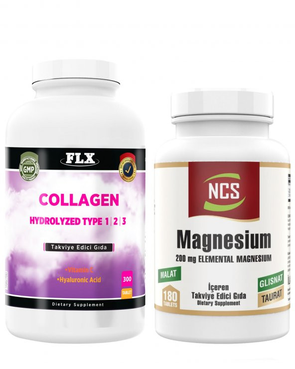Kolajen (Collagen) Tip-1-2-3- 300 Tablet + Magnesium 180 Tablet