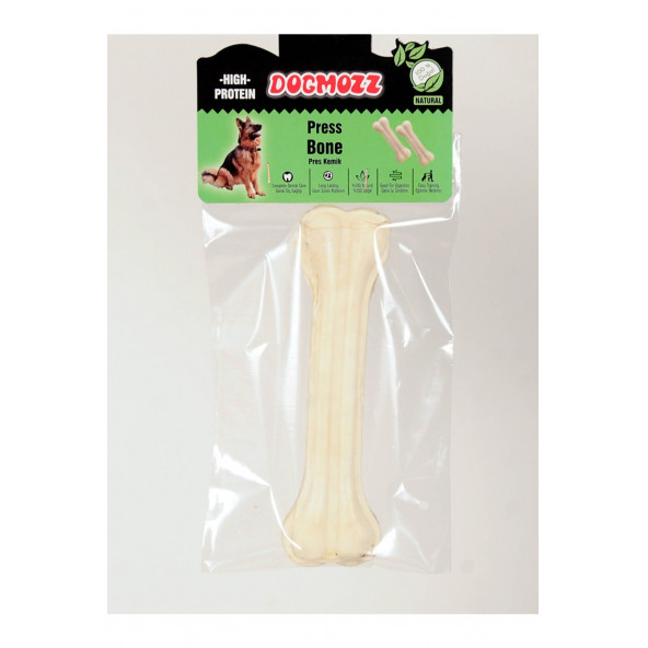 DogMozz Premium Deri Pres Beyaz Köpek Kemiği 22 Cm