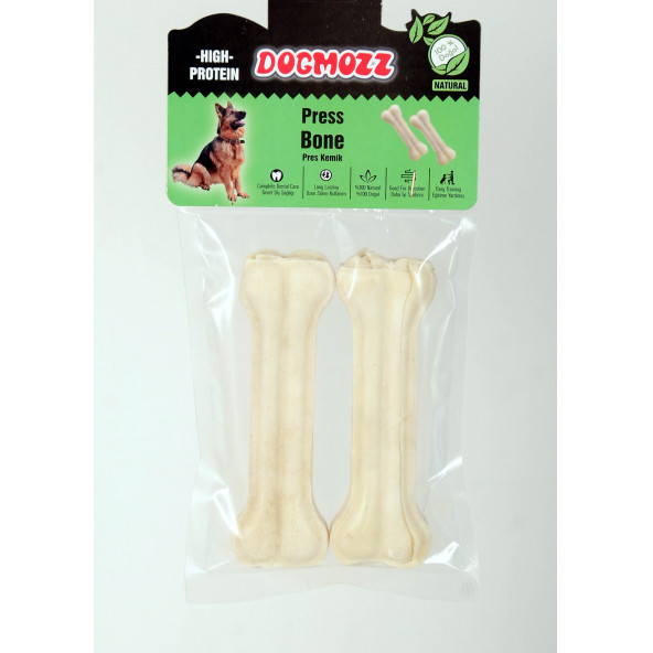 DogMozz Premium Deri Pres Köpek Kemiği Beyaz 15 Cm 2 Adet