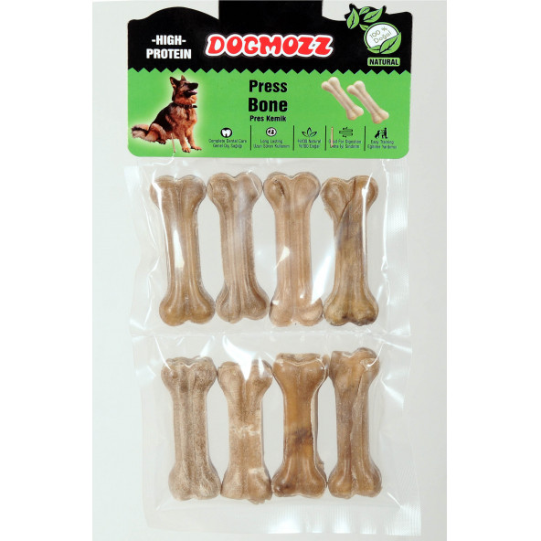 DogMozz Premium Deri Pres Natural Köpek Kemiği 7 Cm 8 Adet