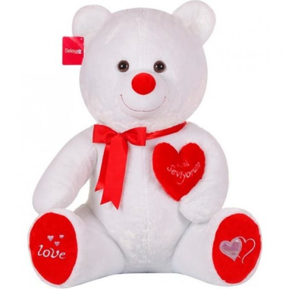 himarry Yumoş Ayı 47 cm Beyaz Pelüş Ayı Kalpli Sevgiliye Hediye