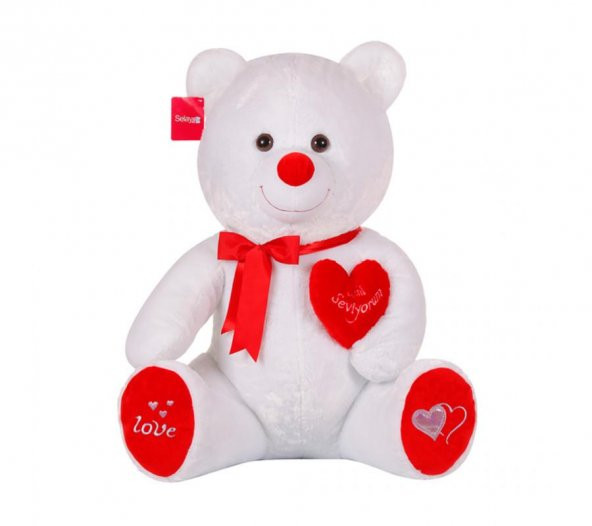 himarry Yumoş Ayı 47 cm Beyaz Pelüş Ayı Kalpli Sevgiliye Hediye - 2