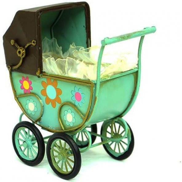 himarry Dekoratif Metal Bebek Arabası Biblo Vintage Hediyelik