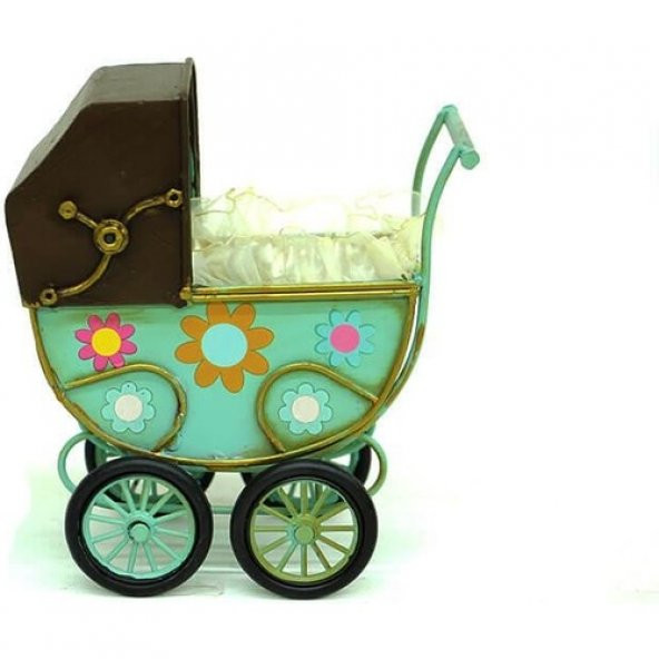 himarry Dekoratif Metal Bebek Arabası Biblo Vintage Hediyelik - 2