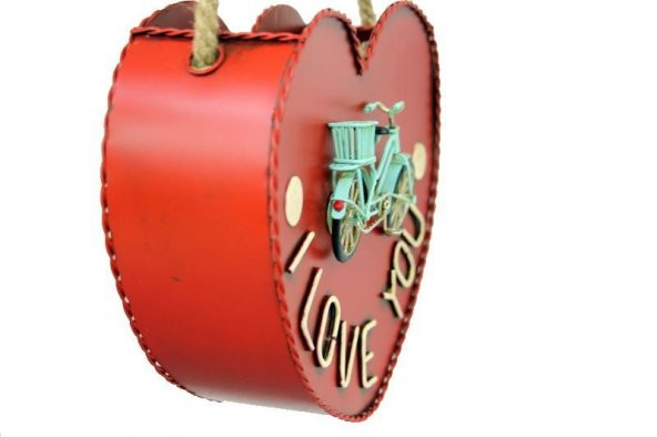 himarry Dekoratif Metal Saksı Kalp Modeli Dekoratif Vintage Hediyelik - 6