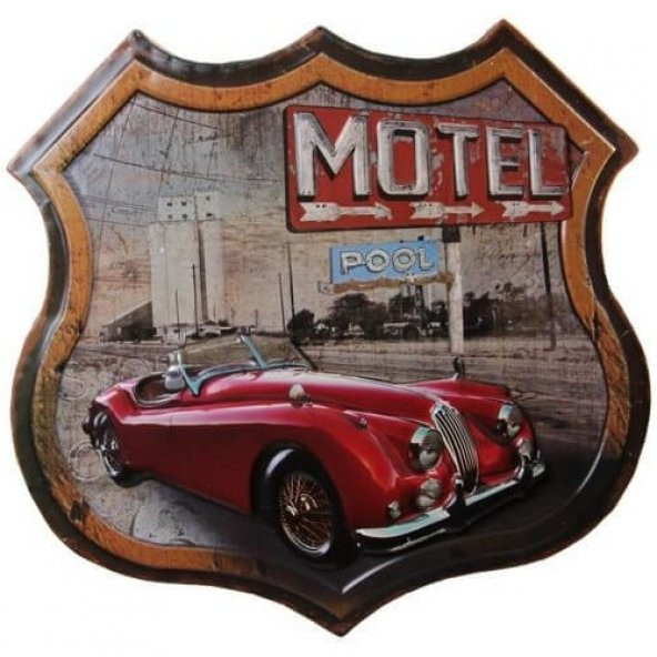 himarry Dekoratif 3D Motel &Kırmızı Chevrolet Temalı Duvar Panosu