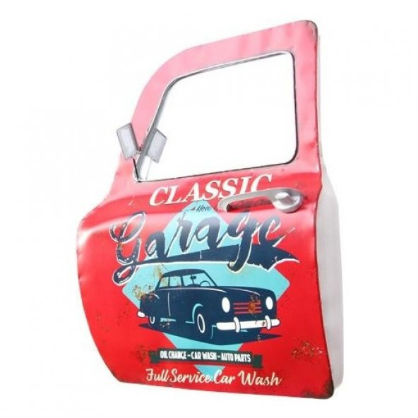 himarry Dekoratif Classic Garage Temalı Kırmızı Araba Kapısı Ayna - 2