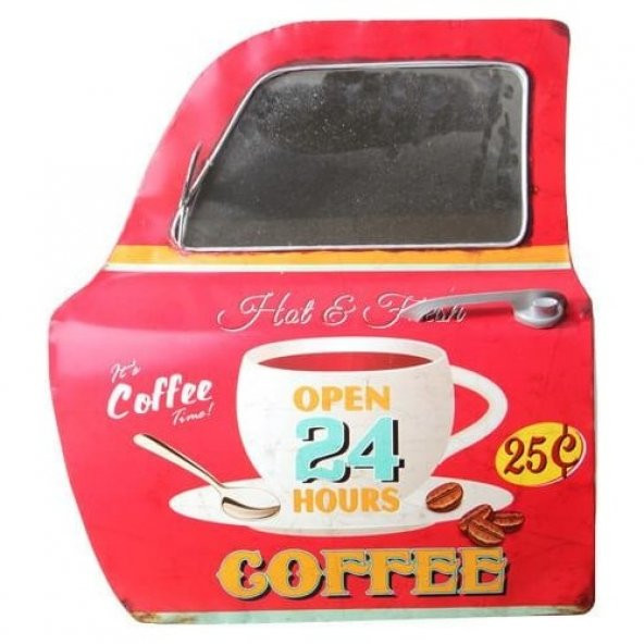 himarry Dekoratif Coffee Temalı Kırmızı Araba Kapısı Ayna Hediyelik