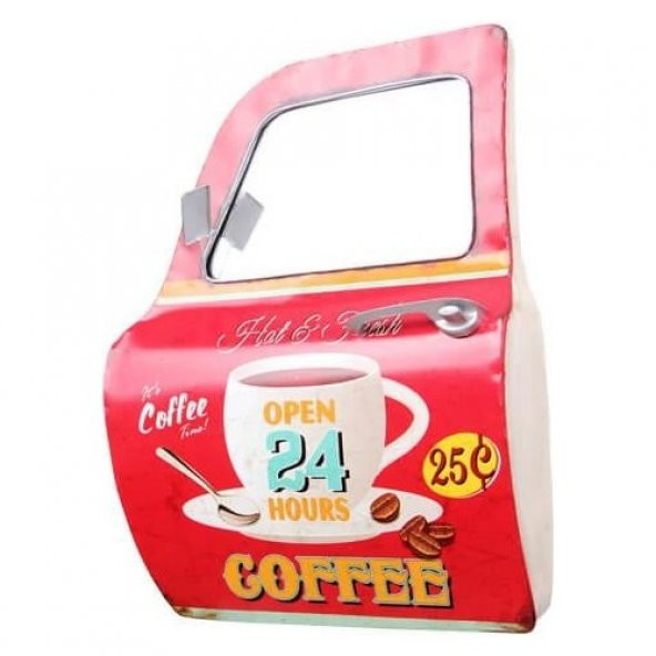 himarry Dekoratif Coffee Temalı Kırmızı Araba Kapısı Ayna Hediyelik - 2