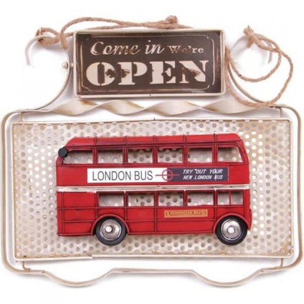 himarry Dekoratif Metal Kapı Yazısı Londra Şehir Otobüsü Dekorlu Vintage Hediyelik ürün görseli