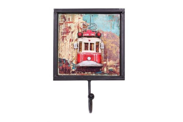 himarry Dekoratif Metal Askı Tramvay Dekorlu Retro Askılık Vintage - 2