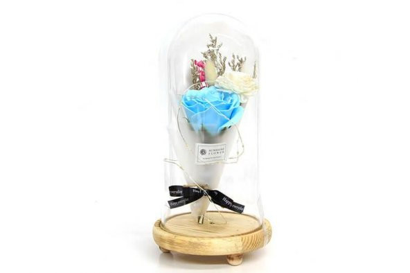 himarry Fanus Gül 28/14cm Cam Fanus Led Işıklı Hediyelik - Resim 5