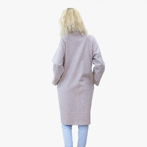 Açık kahve uzun kaşe kaban - 3