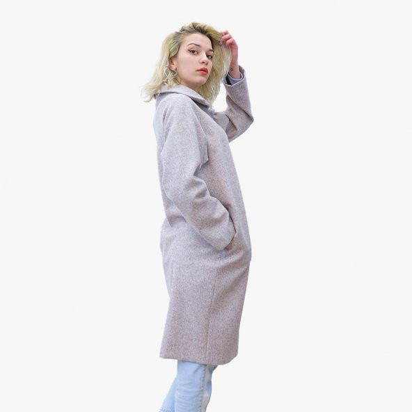 Açık kahve uzun kaşe kaban - 4