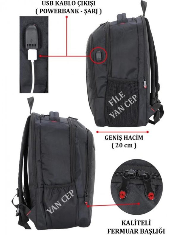 Sırt Çantası Laptop Bölmeli 15.6" İnç Usb Şarj Girişli 8683255010073 - 5