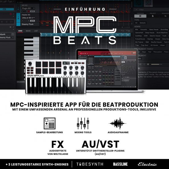AKAI Professional MPK Mini MKIII - 8 Arkadan Aydınlatmalı Davul Pedli 25 Tuşlu USB MIDI Klavye - 2