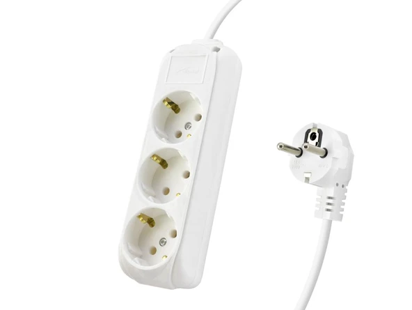 Topraklı Uzatma Kablosu 3 Priz 5 M - Beyazz 9230105