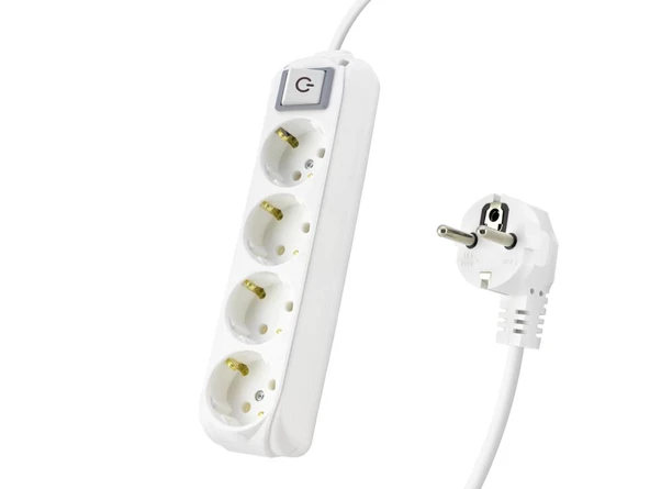 Topraklı Uzatma Kablosu 4 Priz 2 M - Beyaz 9240202