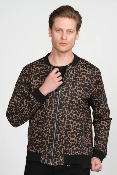 Erkek Desenli Fermuarlı Astarlı Pilot Bomber İnce Ceket Mont - 6