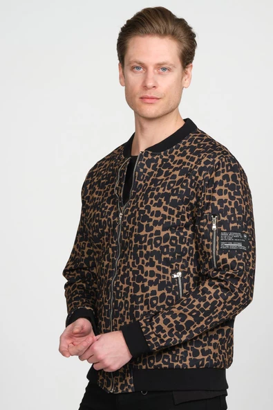Erkek Desenli Fermuarlı Astarlı Pilot Bomber İnce Ceket Mont - 12
