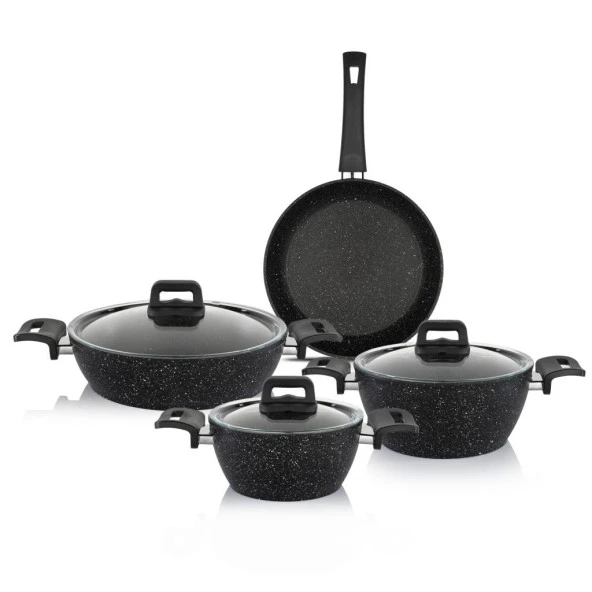 Schafer Savor Yanmaz Yapışmaz 7 Parça Siyah Tencere Seti - 2