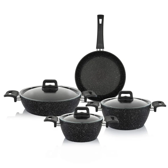Schafer Savor Yanmaz Yapışmaz 7 Parça Siyah Tencere Seti - 4
