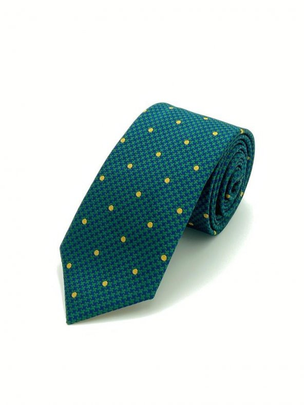 Brianze Yeşil Puantiyeli Kravat Mendil Set - 2