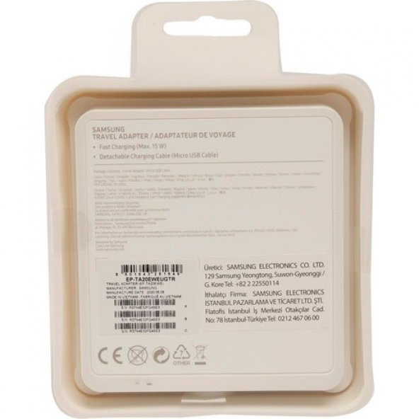 Samsung TA20 Adaptec Fast Charge. Hızlı Seyahat Şarjı Micro Çıkışlı Beyaz (Samsung Türkiye Garantilidir) - 3
