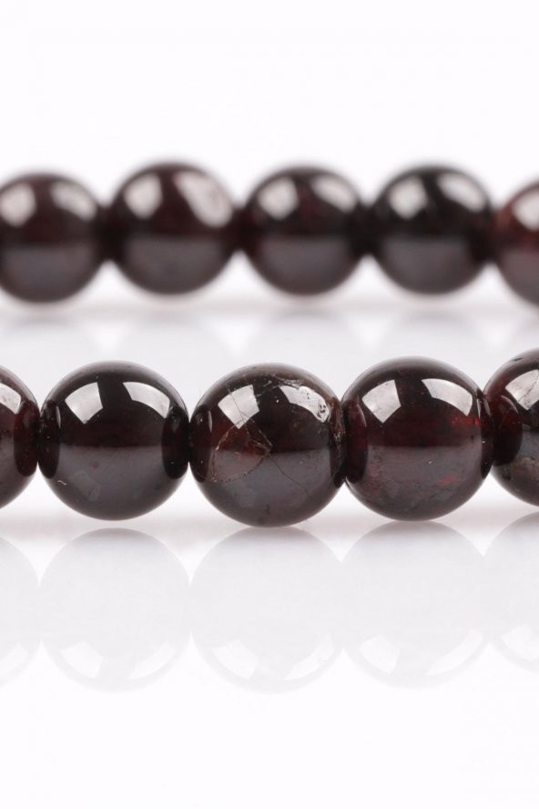 Garnet - Lal Doğal Taş Bileklik 6 mm Küre Kesim - Resim 2