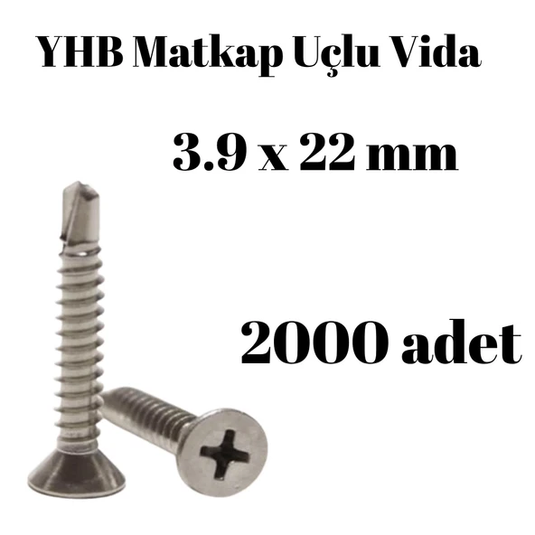 Matkap Uçlu Vida YHB 3,9x22 mm 2000'li Paket ürün görseli 1