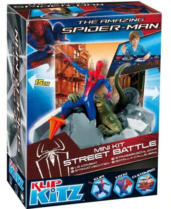 Lisanslı Klip Kitz Spider-man Örümcek Adam Mini Kit Street Battle Maketi - 3