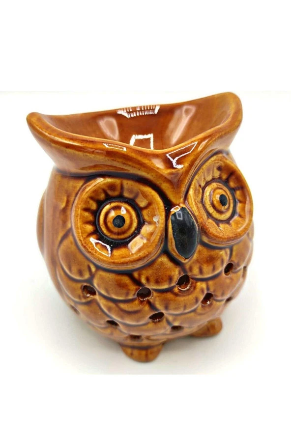 Seramik Buhurdanlık Baykuş Kahverengi - 3