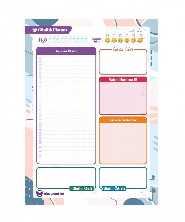Günlük Planlayıcı - Daily Planner - Ders Çalışma Planlayıcı - Planlama Defteri - 1