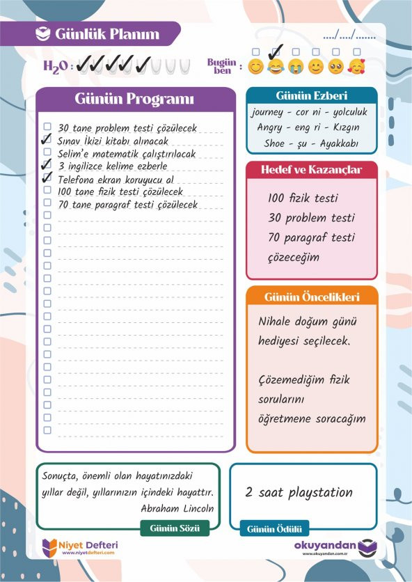 Günlük Planlayıcı - Daily Planner - Ders Çalışma Planlayıcı - Planlama Defteri - 4
