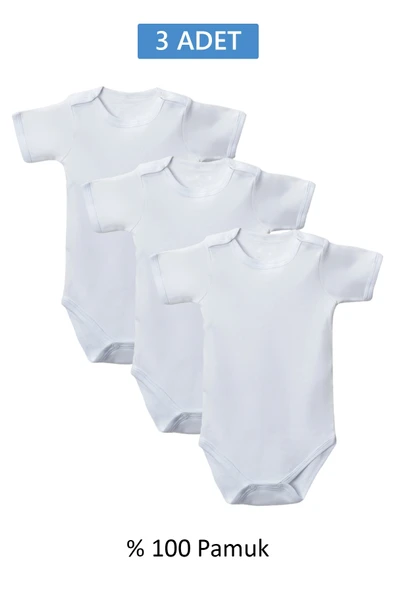 HERŞEYTREND Beyaz Yarım Kol Body Zıbın 7-12 YAŞ Çocuklar İçin (3 ADET) Alttan Çıtçıtlı Özel Gereksinimli