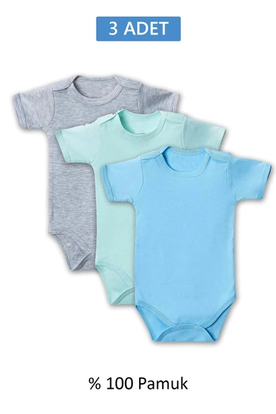 HERŞEYTREND Çok Renkli Yarım Kol Body Zıbın 7-12 YAŞ Çocuklar İçin (3 ADET) Alttan Çıtçıtlı Özel Gereksinimli