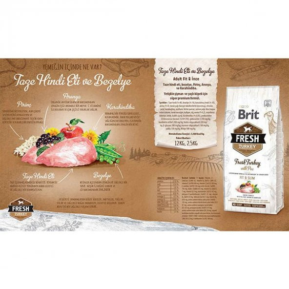 Brit Fresh Hindili ve Bezelyeli Yetişkin Köpek Maması 12 Kg - 12