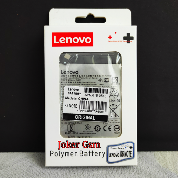 Lenova K6 Note Orjinal Batarya Pil 4000mah Bl-270