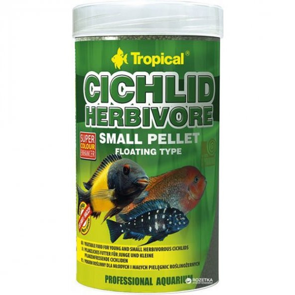 Tropical Cichlid  Herbivore Small Pellet Otobur Cichlid Balıkları İçin Pellet Balık Yemi 250 Ml 90 Gr - 2