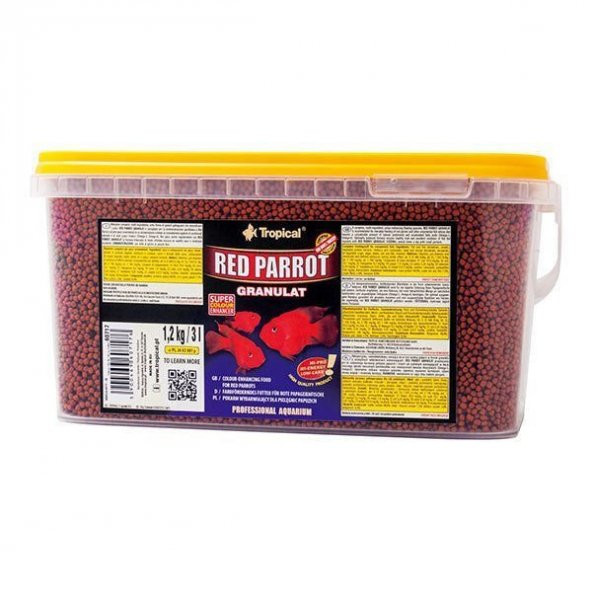 Tropical Red Parrot Granulat Kırmızı Papağan Balıkları İçin Granül Balık Yemi 3 Lt 1.2 Kg - 4