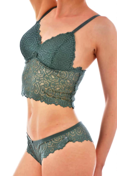 Nipora Kadın Dantelli Uzun Sütyen Takımı Bralet Takımı 80169 - 3